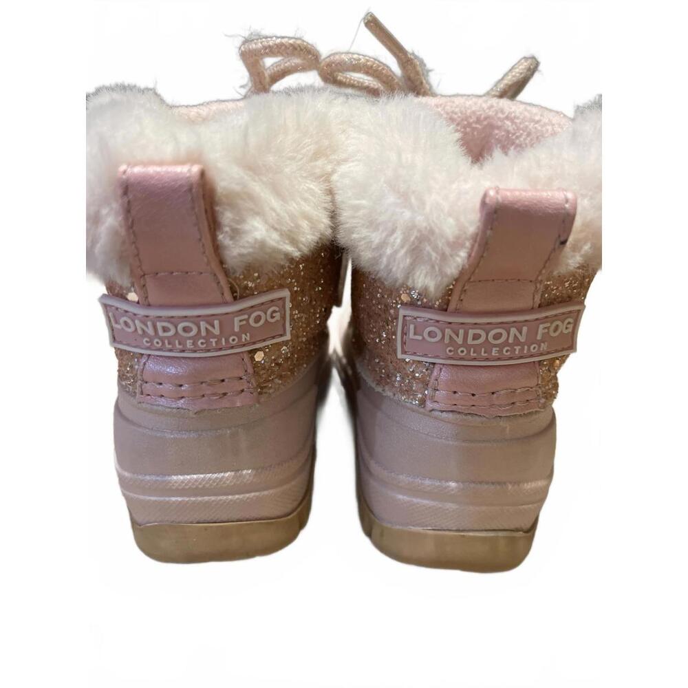 London Fog Girl's Rose Gold Stockport Winter Boots w Faux Fur Lining & Glitter 6 - Picture 4 of 6